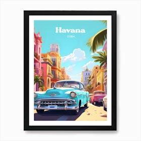 Havana Cuba Vintage Style Travel Art Illustration Art Print