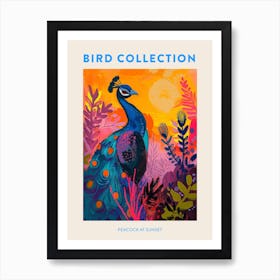 Peacock At Sunset Painting 3 Poster Art Print