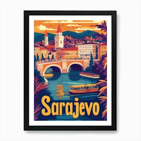 Aihrgdesign A 1970s Inspired Travel Poster For Sarajevo 1 Art Print