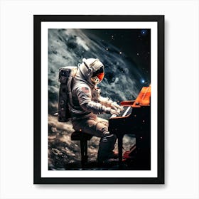 Astronaut Playing Piano In Space Art Print