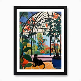 Painting Of A Cat In Gothenburg Botanical Garden, Sweden In The Style Of Matisse 04 Art Print