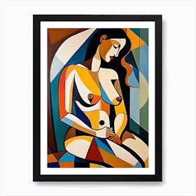 Woman Portrait Cubism Pablo Picasso Style (1) Art Print