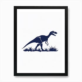Navy Blue Dinosaur Silhouette 7 Art Print