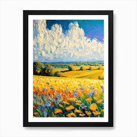Vincent Van Gogh Field With Flowers Painting (13) Art Print