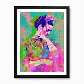 Frida Kahlo, Neon Pop Art Druck 1 Art Print