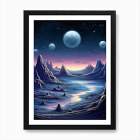 Lunar Landscape Pixel Art 3 Art Print