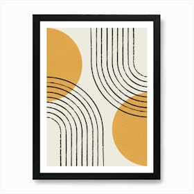 Sun Arch Double Abstract Modern Minimalist - Gold Art Print