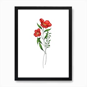 Blooming Red Flowers Art Print