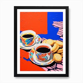 Coffee & Biscuits Oil Painting Style Art Print