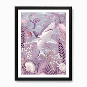 Purple Blacktip Reef Shark Illustration 3 Art Print