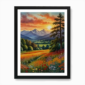 Sunset In The Meadow 11 Art Print