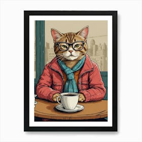 Cat With Glasses Art Print