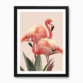 Chilean Flamingo Bromeliads Minimalist Illustration 3 Art Print