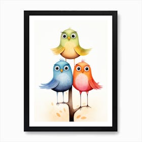 Colorful Birds On A Tree Art Print