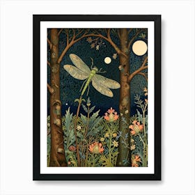 William Morris Dragonfly In The Forest 3 Art Print