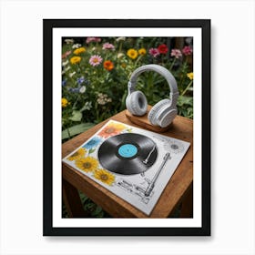 Record Player And Headphones Art Print