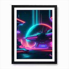 Intergalactic Neon Nights Space Art Print