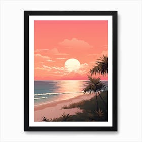 Illustration Of Gulf Shores Beach Alabama In Pink Tones 2 Art Print