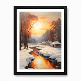 Sunset Over A River . 1 Art Print