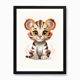 Watercolour Jungle Animal Baby Tiger 4 Art Print