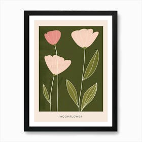 Pink & Green Moonflower 3 Flower Poster Art Print