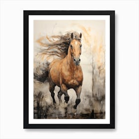 A Horse Painting In The Style Of Mixed Media 2 Art Print
