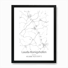 Lauda Konigshofen,Germany Minimalist Map Art Print