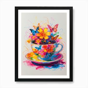 Teacup With Butterflies 1 Art Print