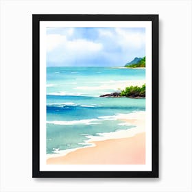 Anse Source D'Argent Beach 3, Seychelles Watercolour Art Print