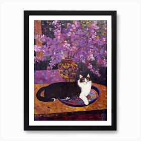 Lilac With A Cat 2 Art Nouveau Klimt Style Art Print