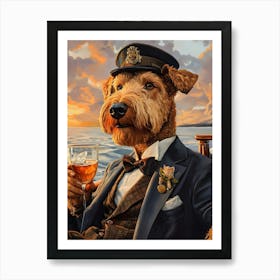 Classy Airedale At The Bar 22 Art Print