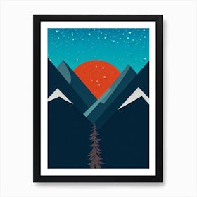 Cervinia, Italy Modern Illustration Skiing Poster Art Print