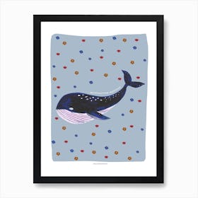 Retro Whale In Blue Art Print