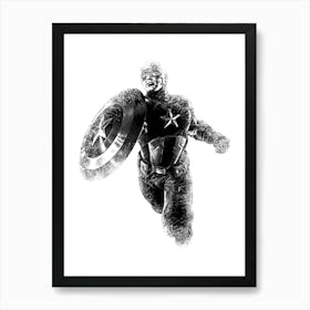 Captain America Avengers Pencil Art Print