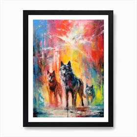 Wolves Abstract Expressionism 2 Art Print