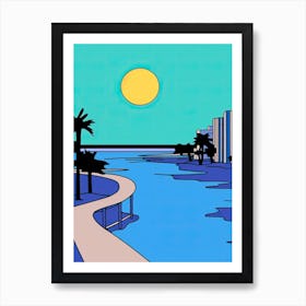 Minimal Design Style Of Miami Beach, Usa 6 Art Print