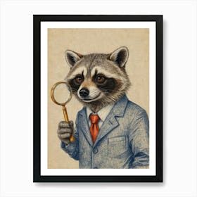 Raccoon Detective Art Print