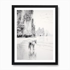 A Horse Oil Painting In Railay Beach, Thailand, Portrait 4 Art Print