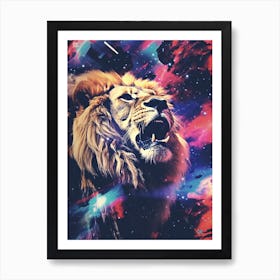 Lion Zodiac Retro Collage 4 Art Print