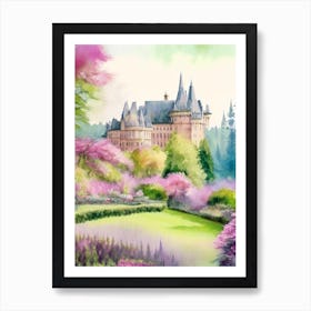 Biltmore Estate Gardens, Usa Pastel Watercolour Art Print