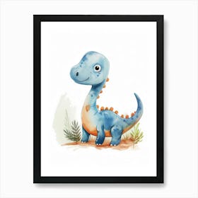 Cute Cartoon Dimorphodon Dinosaur Watercolour 2 Art Print