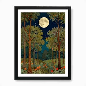 William Morris Full Moon In The Forest 17 Art Print