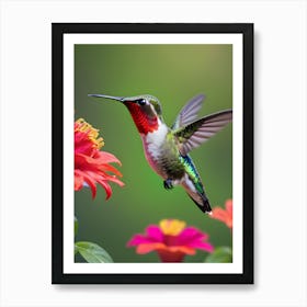 Male Ruby Throated Hummingbird-Reimagined 15 Art Print