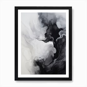 Black And White Flow Asbtract Painting 1 Art Print