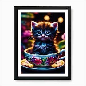 Kitten In A Teacup 4 Art Print