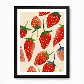 Strawberry Pattern Illustration 6 Art Print