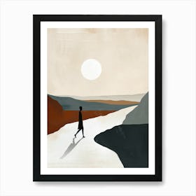 Man Walks Across The Desert, Minimalism Art Print