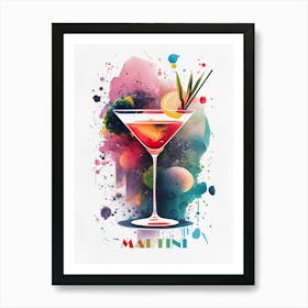 Martini Watercolor Painting Art Print