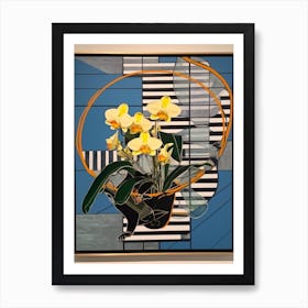 Orchids Flower Still Life 3 Abstract Expressionist Art Print
