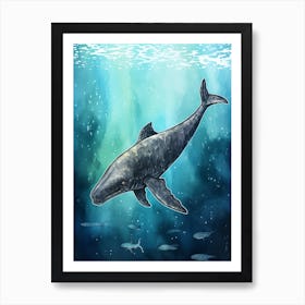 Whale In Ocean Realistic Watercolour 2 Art Print